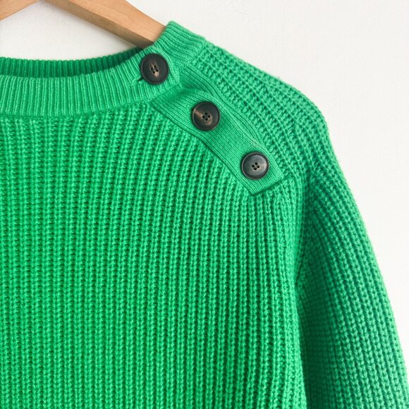 Sézane Bright Green Chunky Knit Cropped Sweater XXS - Picture 4 of 8